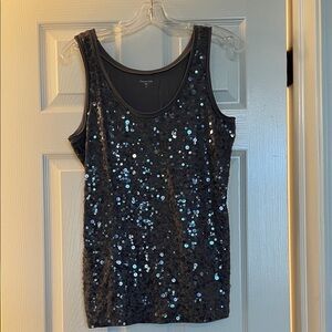 Garnet Hill Dark Grey Sequined Tank Top